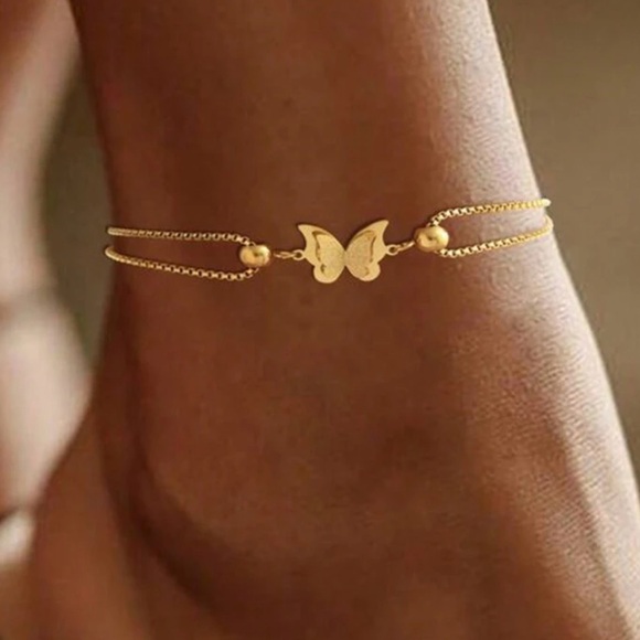 Free People Jewelry - Gold Butterfly Chain anklet M577